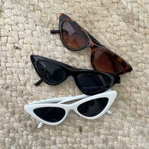 3 pairs cat eye sunglasses white black brown